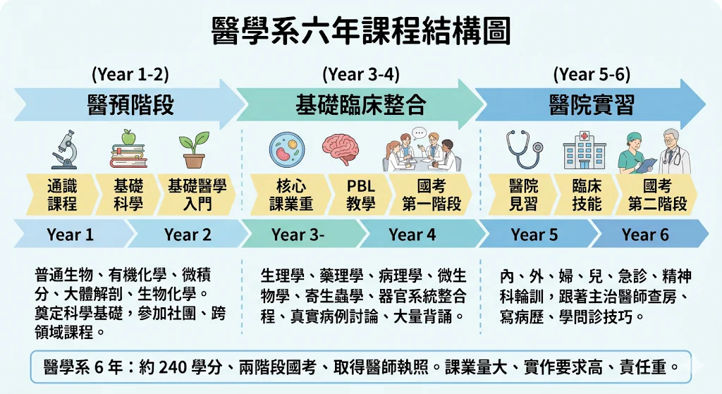 醫學系六年課程結構圖