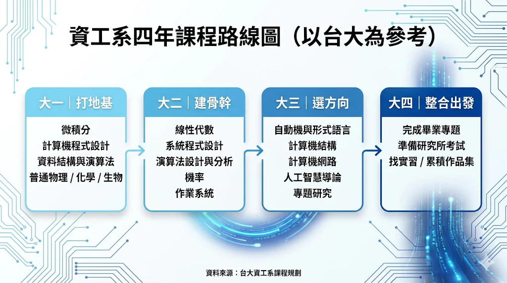 大一到大四會讀什麼?