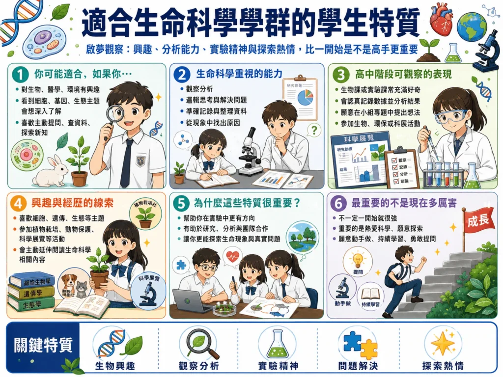 生命科學學群適合特質的學生