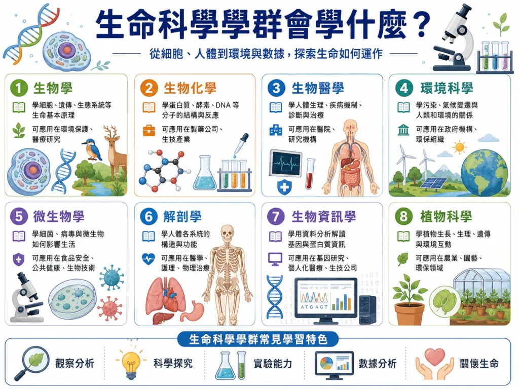 生命科學學群會學什麼?