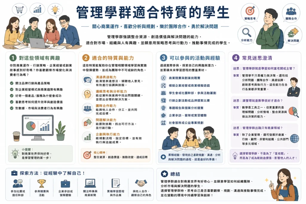 管理學群適合特質的學生