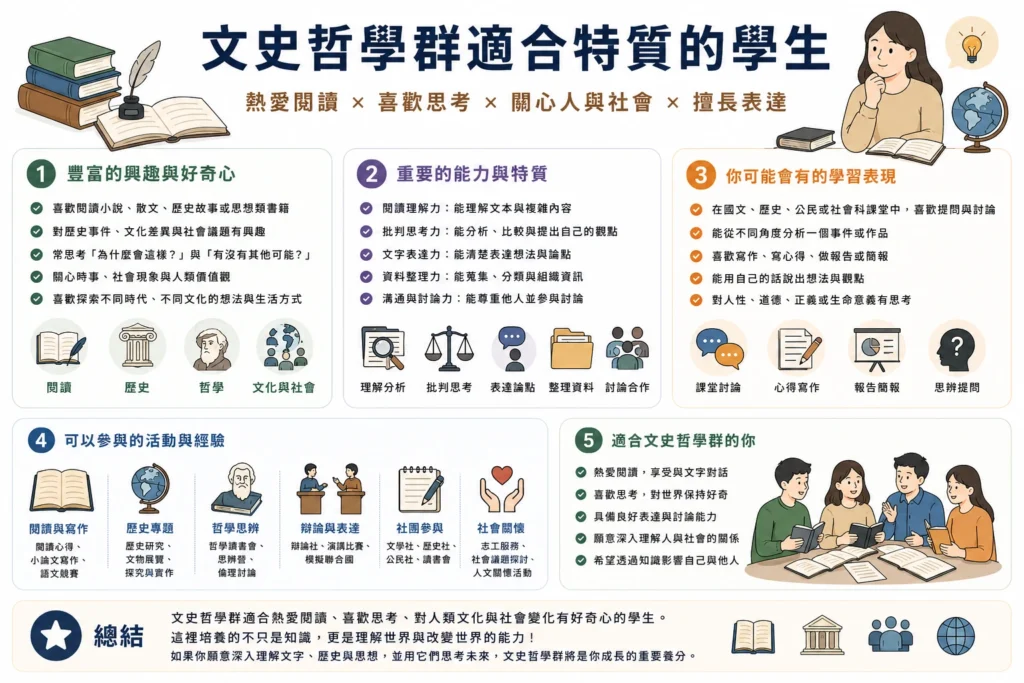 文史哲學群適合特質的學生
