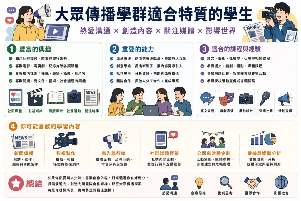 大眾傳播學群適合特質的學生